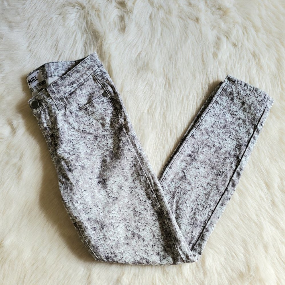 PAIGE Verdugo Ankle Skinny Jeans in Pewter Sequin Size 27 LIKE NEW - Picture 5 of 16